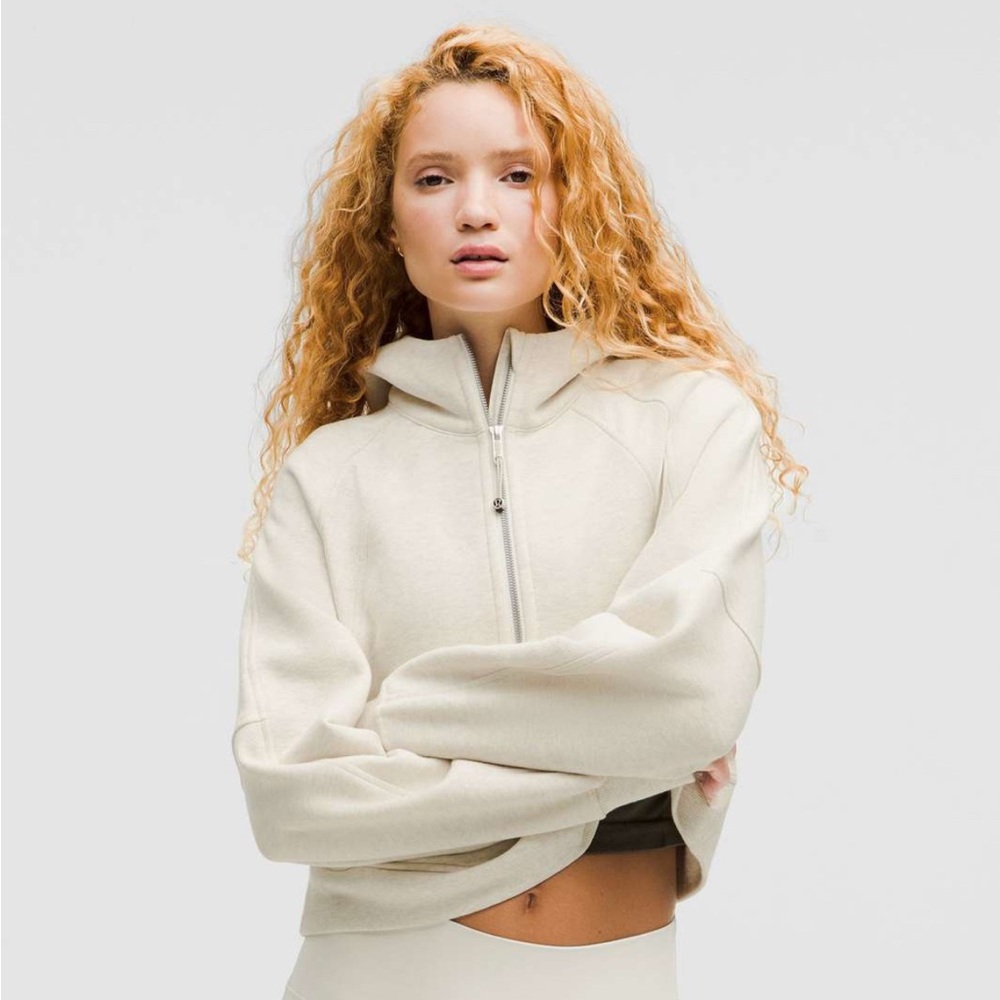 Lululemon Scuba Half Zip Hoodie Heathered Bone M/L